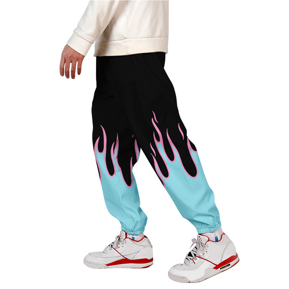 Streetwear Brand - Colorful Flame Sweat Pants 3D Joggers