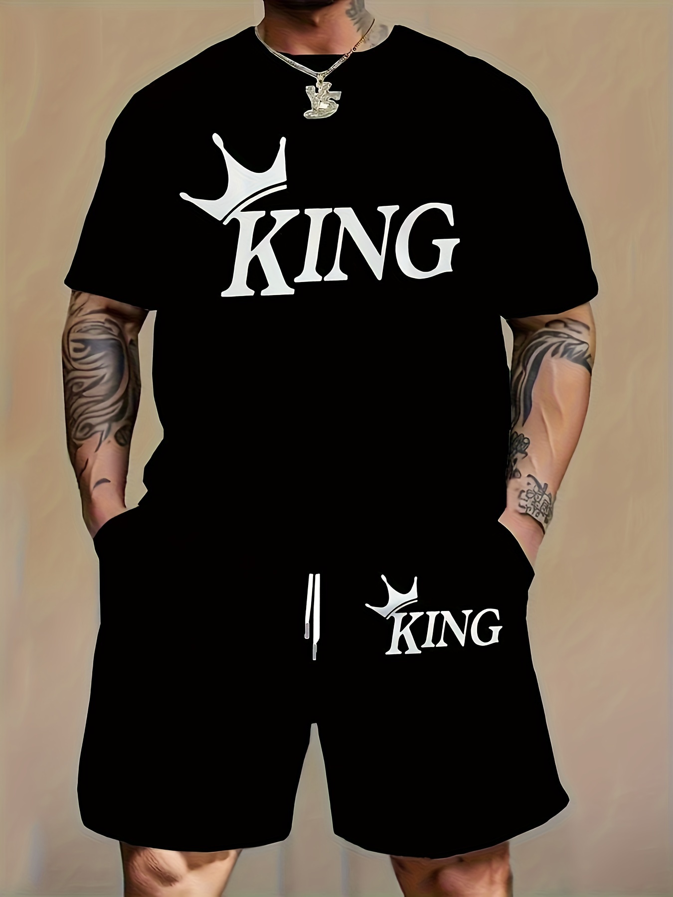 Men Fashion 2‑Piece Matching S - Streetwear Brand Shorts recension och pris