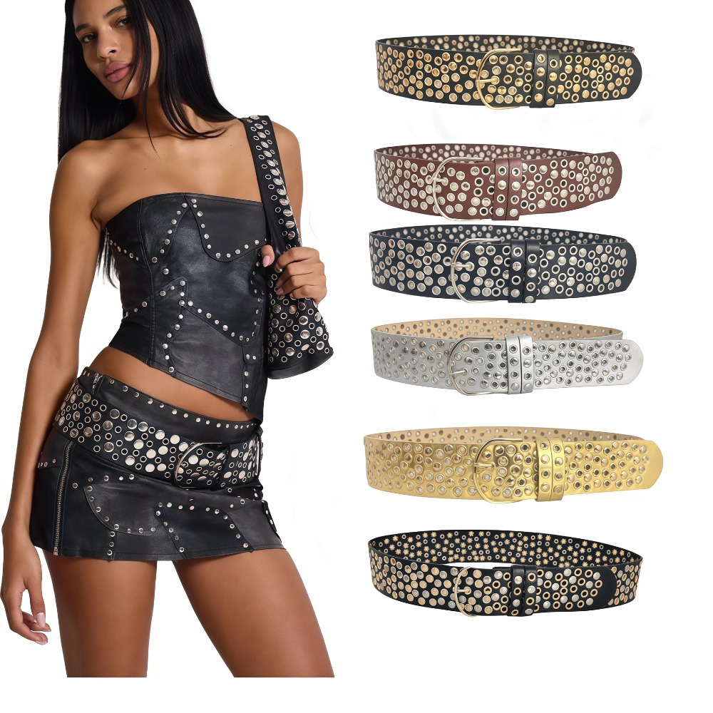 Punk Hollow Eyelet Rivet Belt  - Streetwear Brand Belts recension och pris