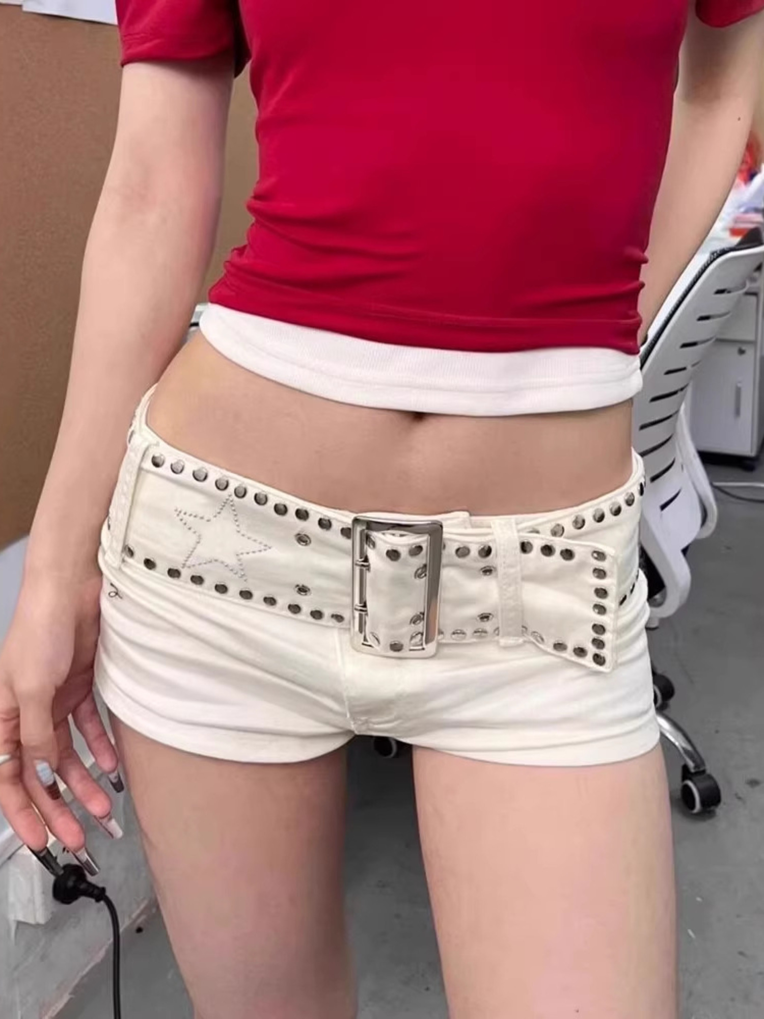 Women's Low Rise White Denim S - Streetwear Brand Shorts recension och pris