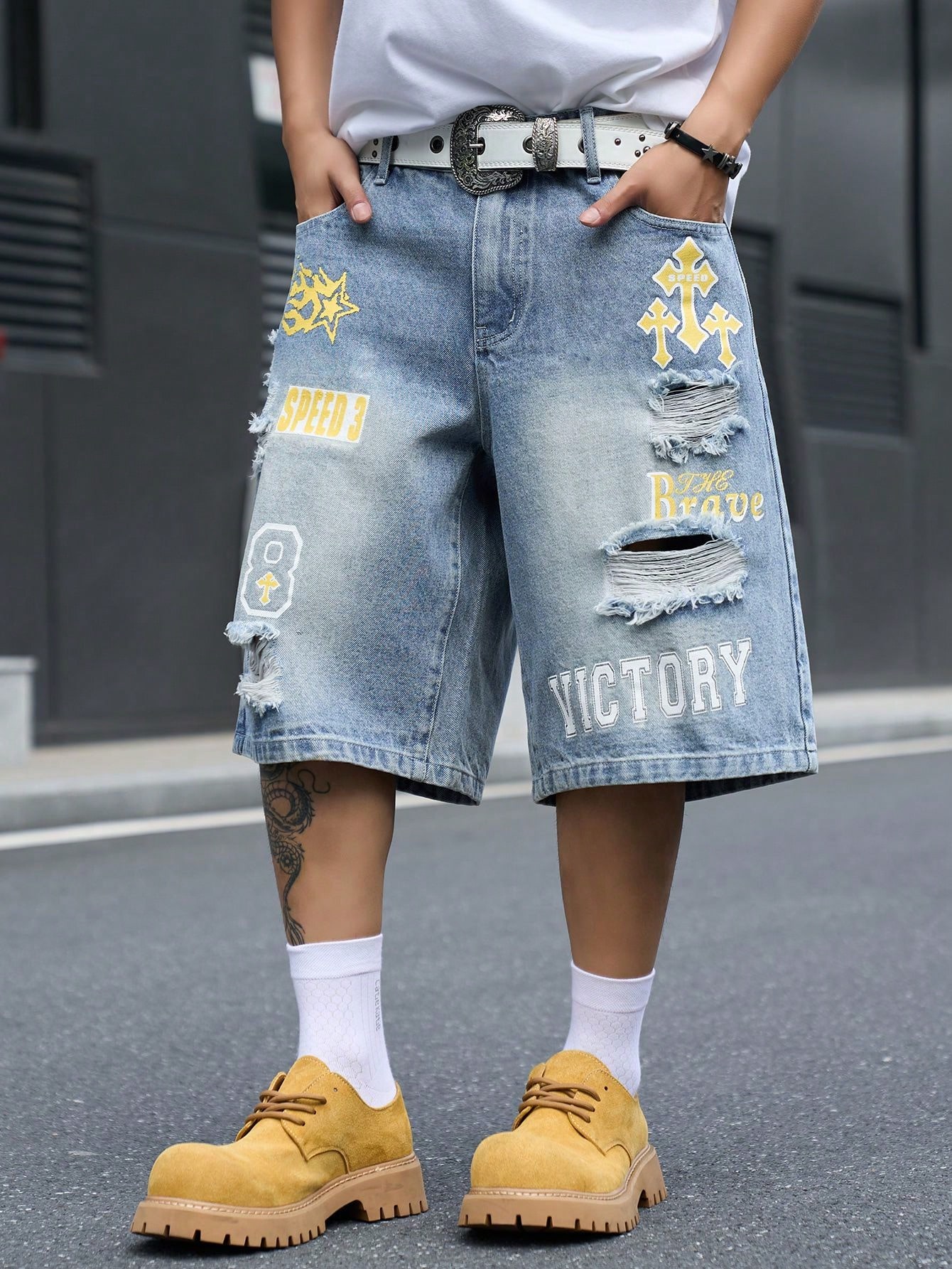 Men's Loose Fit Denim Bermuda  - Streetwear Brand Shorts recension och pris