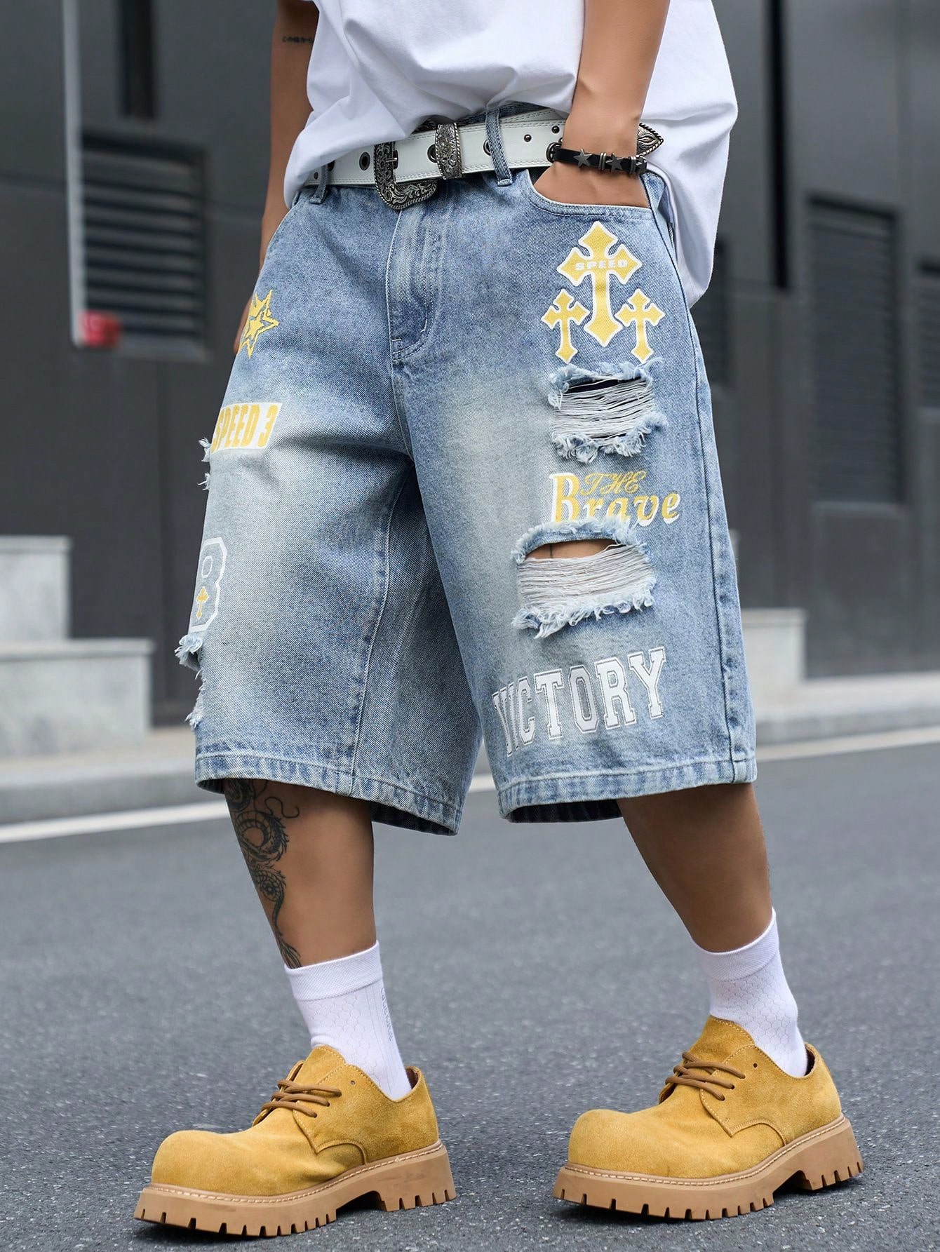 Men's Loose Fit Denim Bermuda  - Streetwear Brand Shorts recension och pris